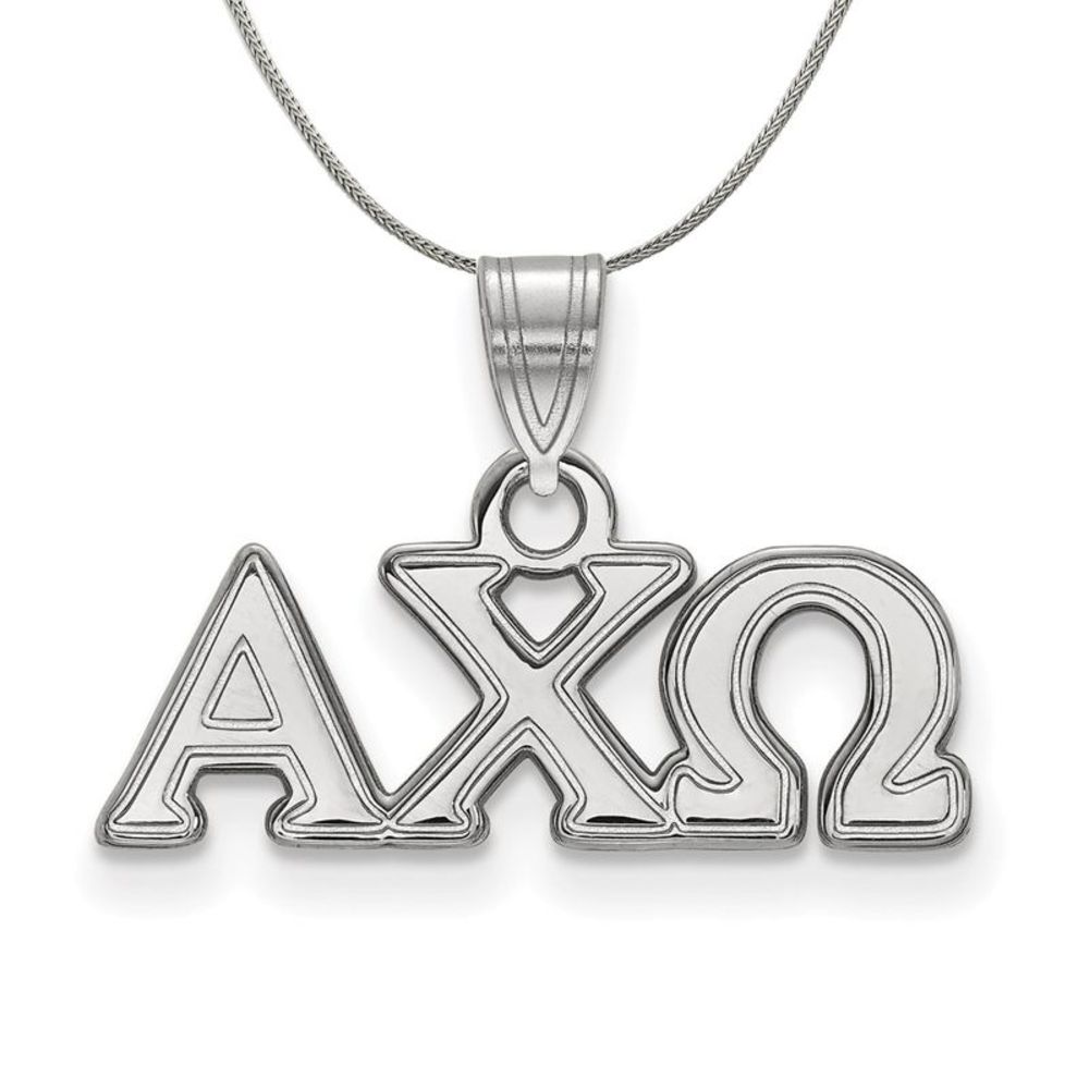 Sterling Silver Alpha Chi Omega Small Greek Pendant Necklace - 20 Inch